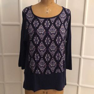 Lucky Brand Navy Blue Long Sleeve Top